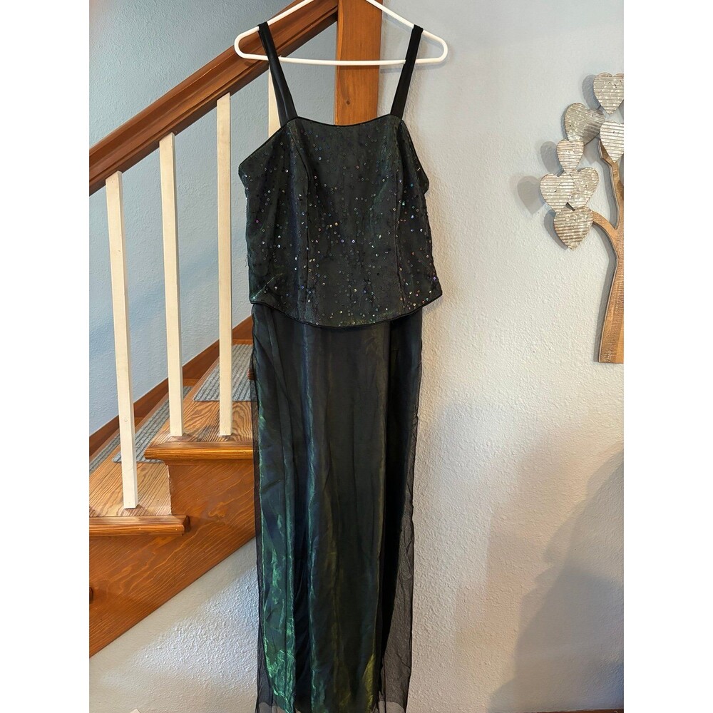 Vtg Dave & Johnny Evening Gown 16 90s Y2K corset Whimsigoth Sheer Prom Fairy M L